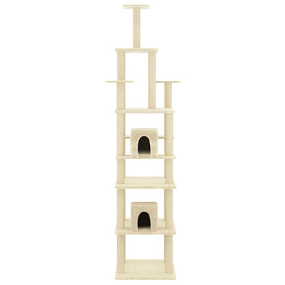 Albero per Gatti con Pali Tiragraffi in Sisal Crema 216 cm - homemem39