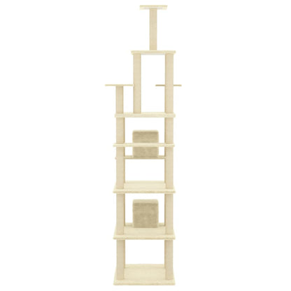 Albero per Gatti con Pali Tiragraffi in Sisal Crema 216 cm - homemem39