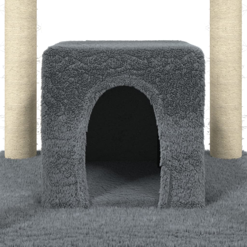 Albero per Gatti con Tiragraffi in Sisal Grigio Scuro 174 cm - homemem39