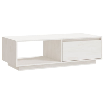 Tavolino da Salotto Bianco 110x50x33,5cm Legno Massello di Pino - homemem39