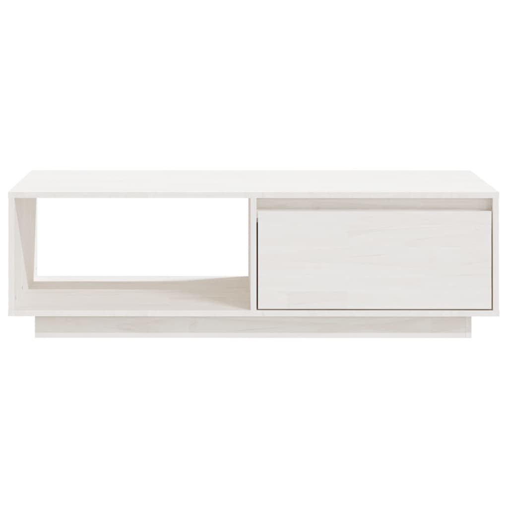 Tavolino da Salotto Bianco 110x50x33,5cm Legno Massello di Pino - homemem39