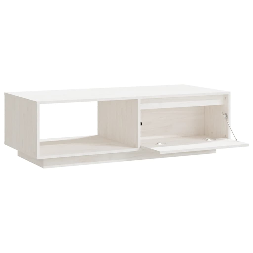 Tavolino da Salotto Bianco 110x50x33,5cm Legno Massello di Pino - homemem39