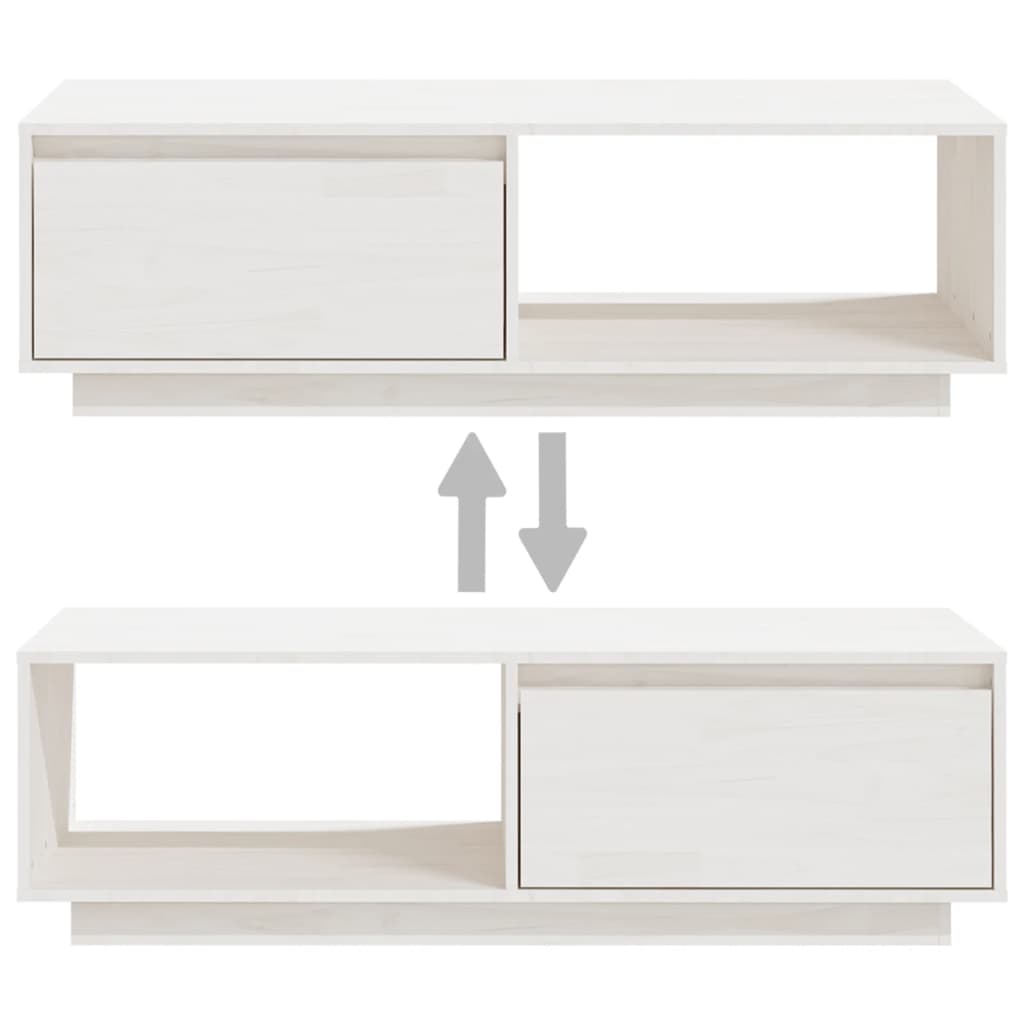 Tavolino da Salotto Bianco 110x50x33,5cm Legno Massello di Pino - homemem39