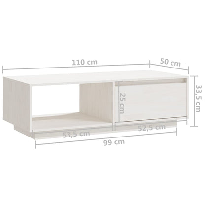 Tavolino da Salotto Bianco 110x50x33,5cm Legno Massello di Pino - homemem39