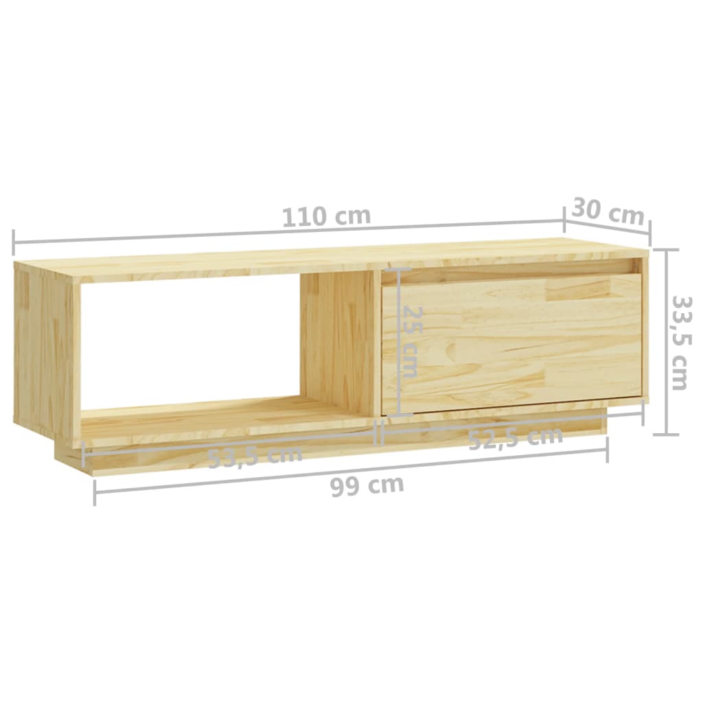 Mobile Porta TV 110x30x33,5 cm in Legno Massello di Pino - homemem39