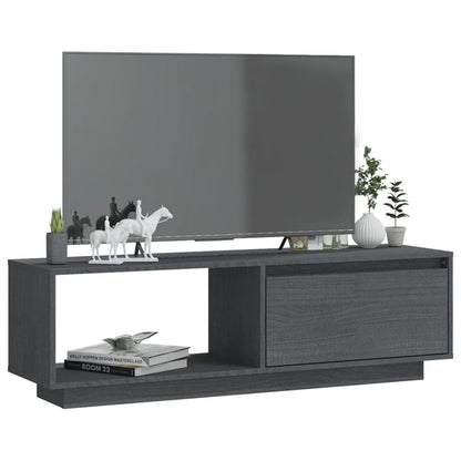 Mobile Porta TV Grigio 110x30x33,5 cm in Legno Massello di Pino - homemem39