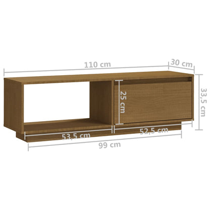 Mobile Porta TV Marrone Miele 110x30x33,5 cm in Legno di Pino - homemem39