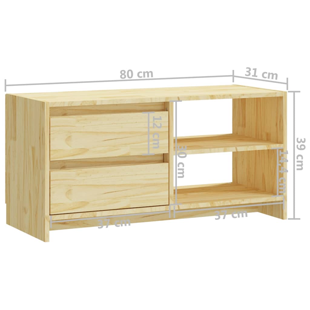 Mobile Porta TV 80x31x39 cm in Legno Massello di Pino - homemem39