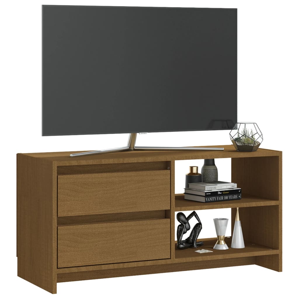 Mobile Porta TV Marrone Miele 80x31x39 cm in Legno di Pino - homemem39