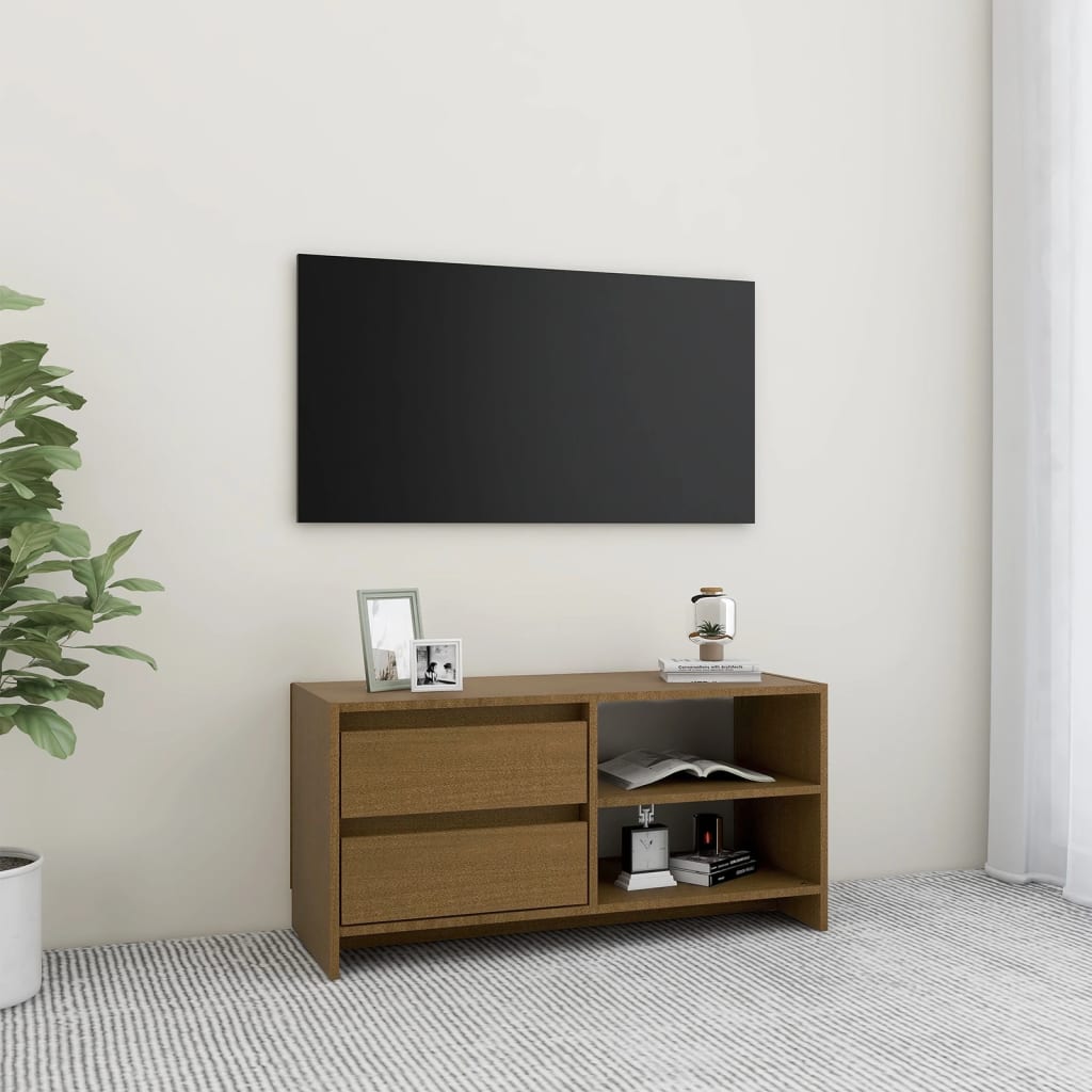 Mobile Porta TV Marrone Miele 80x31x39 cm in Legno di Pino - homemem39