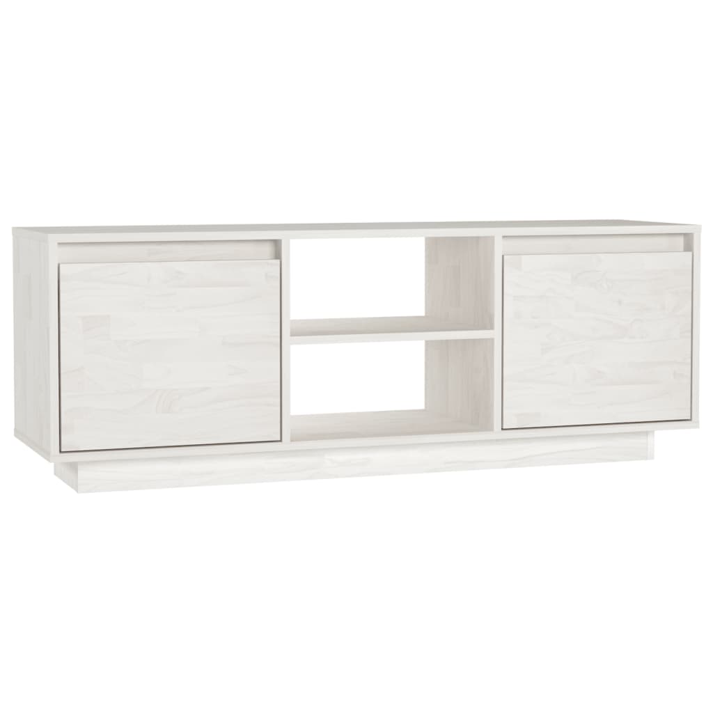 Mobile Porta TV Bianco 110x30x40 cm in Legno Massello di Pino - homemem39