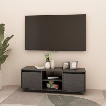 Mobile Porta TV Grigio 110x30x40 cm in Legno Massello di Pino - homemem39