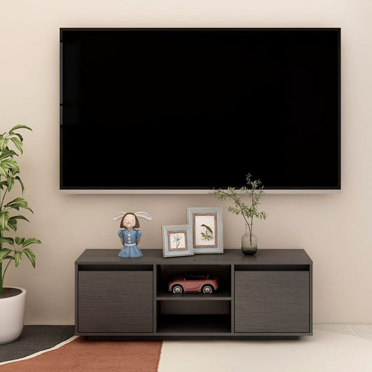 Mobile Porta TV Grigio 110x30x40 cm in Legno Massello di Pino - homemem39