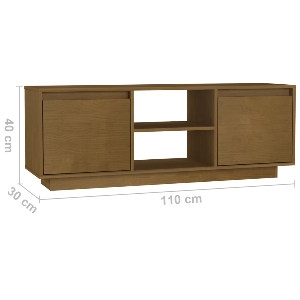 Mobile Porta TV Marrone Miele 110x30x40 cm in Legno di Pino - homemem39