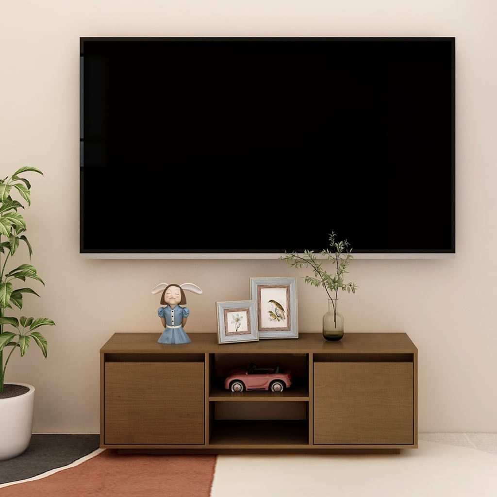 Mobile Porta TV Marrone Miele 110x30x40 cm in Legno di Pino - homemem39