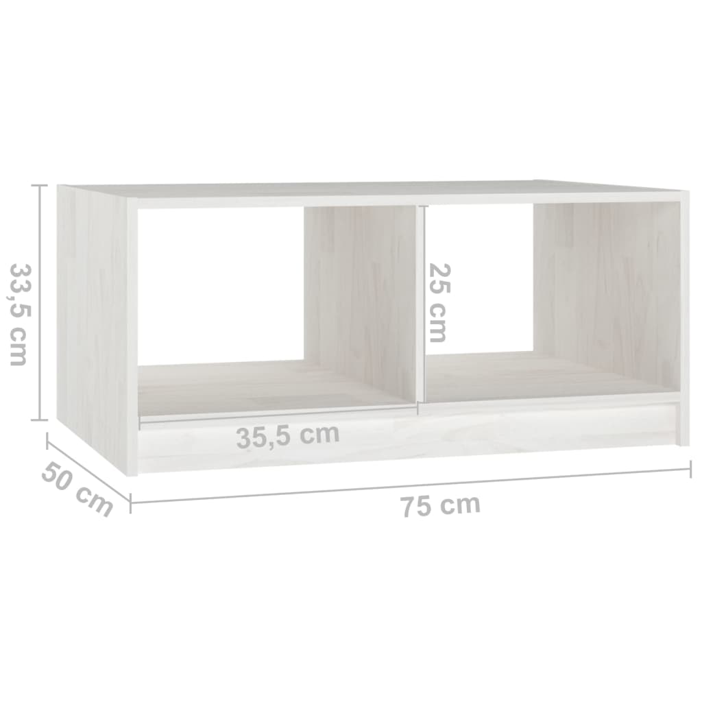 Tavolino da Salotto Bianco 75x50x33,5 cm Legno Massello di Pino - homemem39