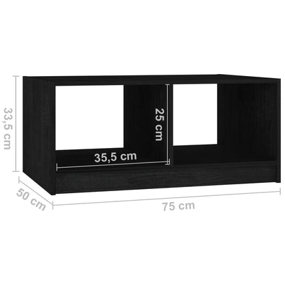 Tavolino da Salotto Nero 75x50x33,5 cm Legno Massello di Pino - homemem39