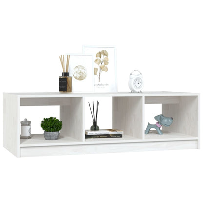 Tavolino da Salotto Bianco 110x50x34 cm Legno Massello di Pino - homemem39