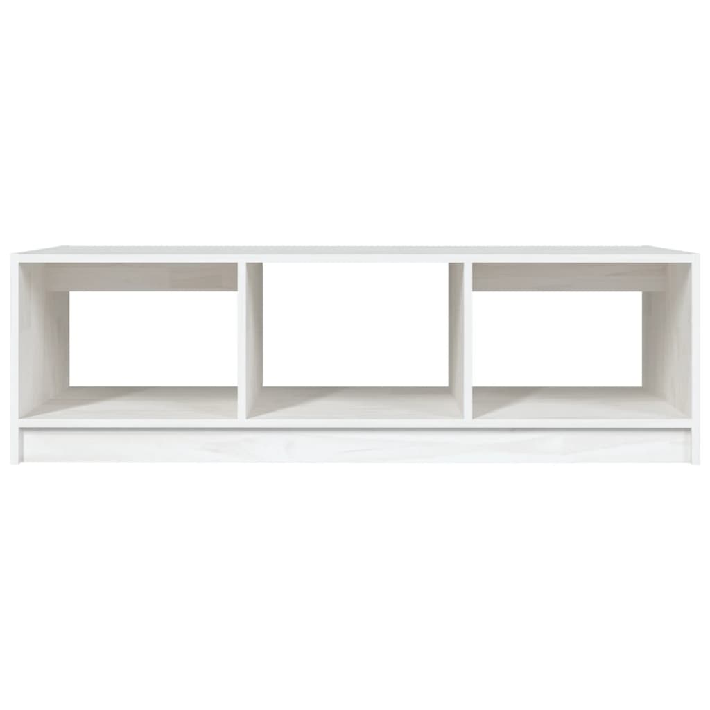 Tavolino da Salotto Bianco 110x50x34 cm Legno Massello di Pino - homemem39