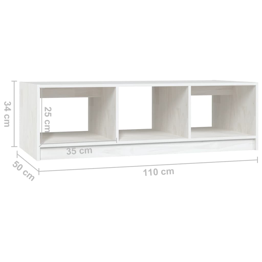 Tavolino da Salotto Bianco 110x50x34 cm Legno Massello di Pino - homemem39