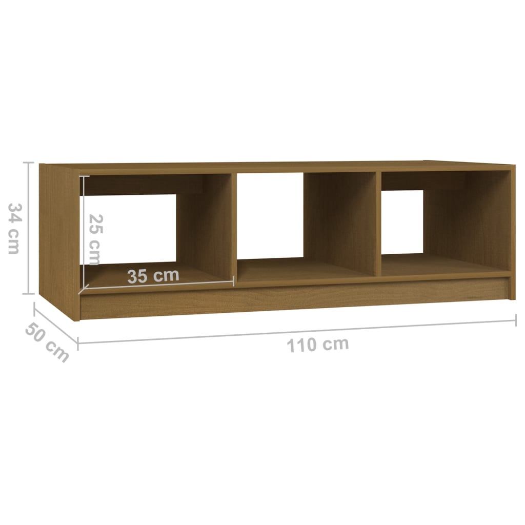 Tavolino da Salotto Miele 110x50x34 cm Legno Massello di Pino - homemem39