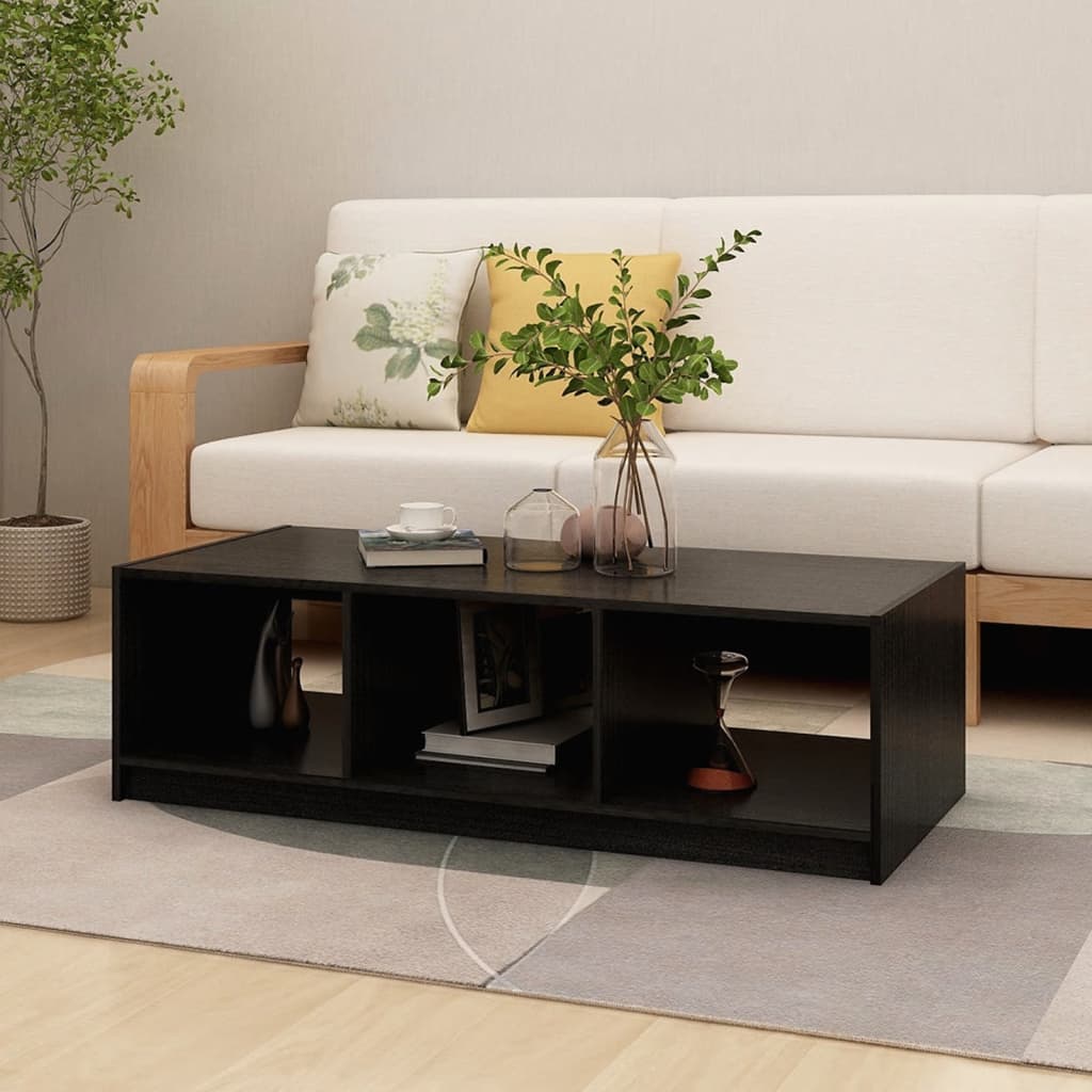 Tavolino da Salotto Nero 110x50x34 cm Legno Massello di Pino - homemem39