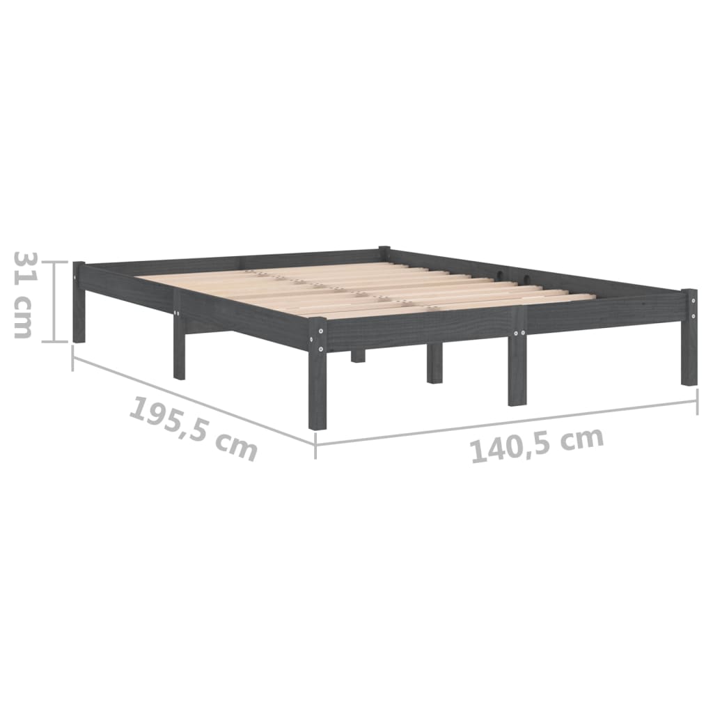 Giroletto Grigio Legno Massello 135x190 cm 4FT6 Double - homemem39