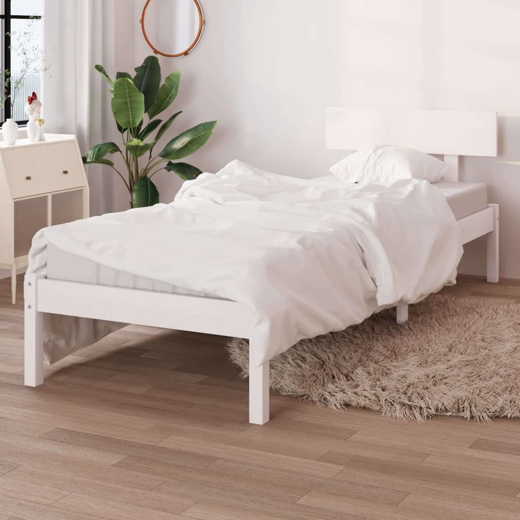 Giroletto Bianco in Legno Massello di Pino 90x190 cm UK Single - homemem39