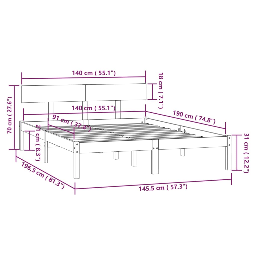 Giroletto in Legno Massello di Pino 140x190 cm - homemem39