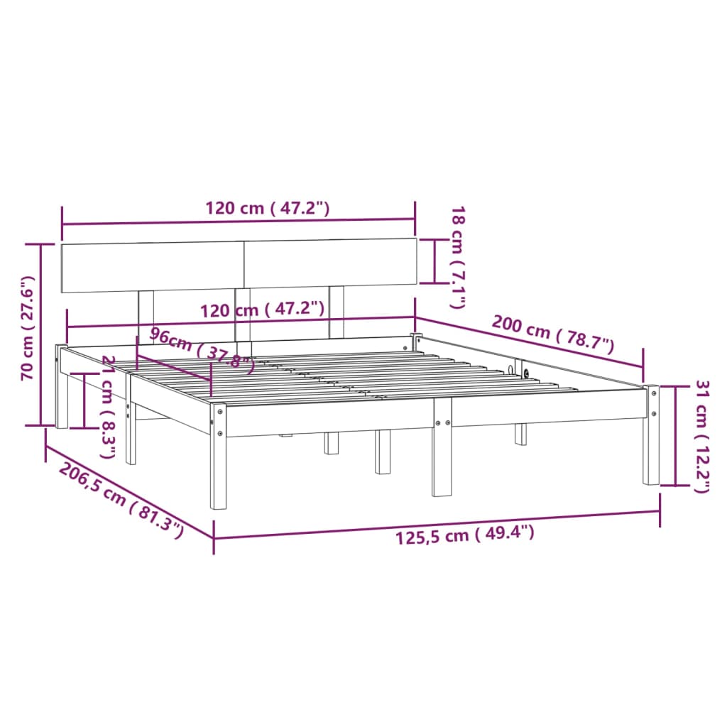 Giroletto Grigio in Legno Massello di Pino 120x200 cm - homemem39