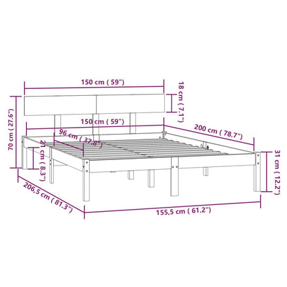 Giroletto in Legno Massello di Pino 150x200 cm UK King - homemem39