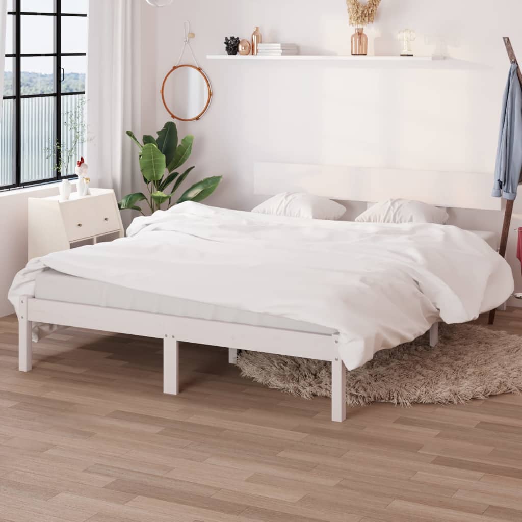 Giroletto Bianco in Legno Massello di Pino 150x200 cm UK King - homemem39