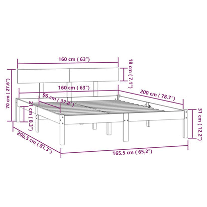 Giroletto Marrone Miele in Legno Massello di Pino 160x200 cm - homemem39