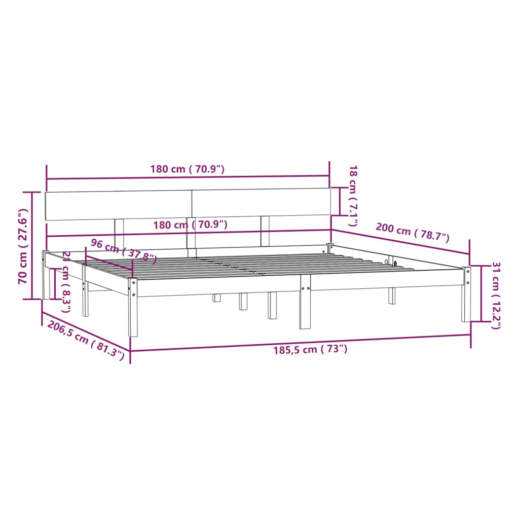 Giroletto Bianco in Legno Massello 180x200 cm Super King - homemem39