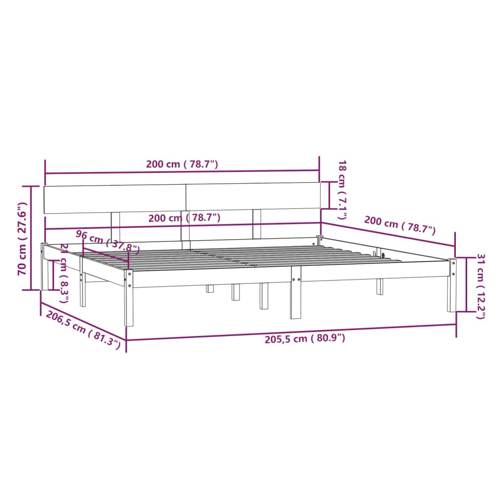 Giroletto in Legno Massello di Pino 200x200 cm - homemem39