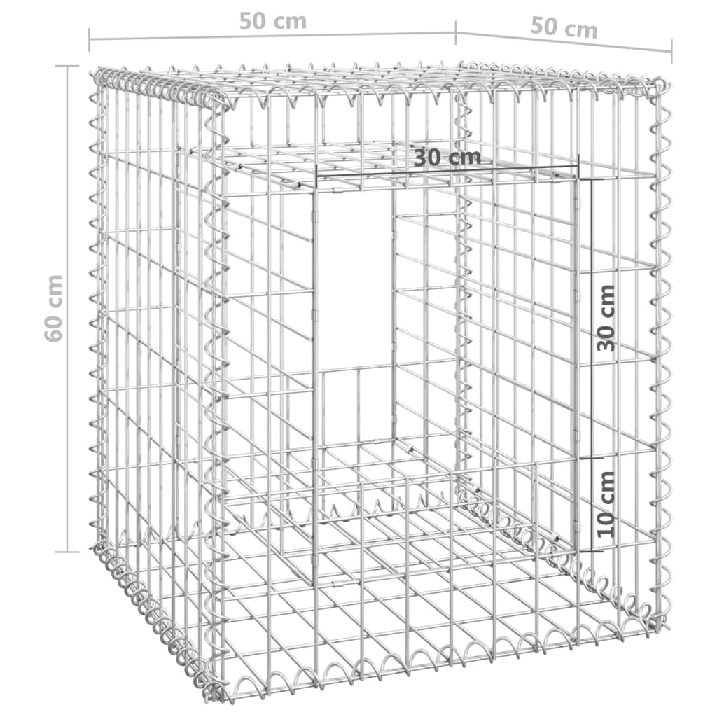 Cesti a Gabbione a Torre 2 pz 50x50x60 cm in Ferro - homemem39