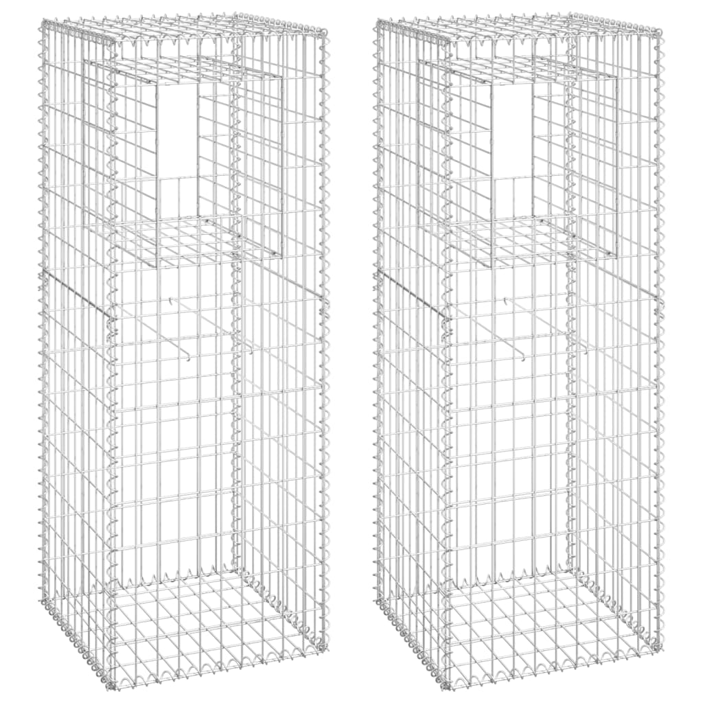 Cesti a Gabbione a Torre 2 pz 50x50x140 cm in Ferro - homemem39