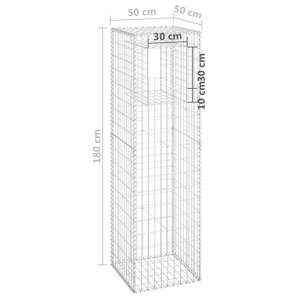 Cesto a Gabbione a Torre 50x50x180 cm in Ferro - homemem39