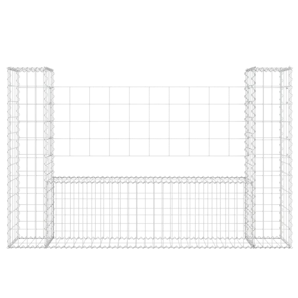 Cesto Gabbione a U con 2 Pali in Ferro 140x20x100 cm - homemem39