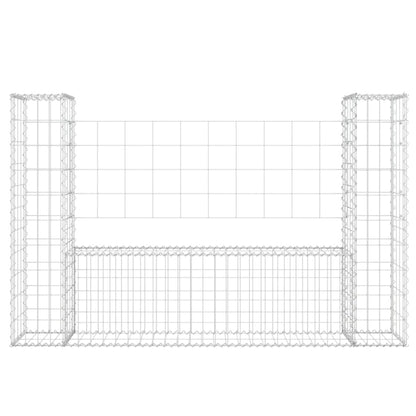 Cesto Gabbione a U con 2 Pali in Ferro 140x20x100 cm - homemem39