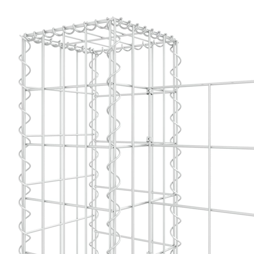 Cesto Gabbione a U con 2 Pali in Ferro 140x20x100 cm - homemem39