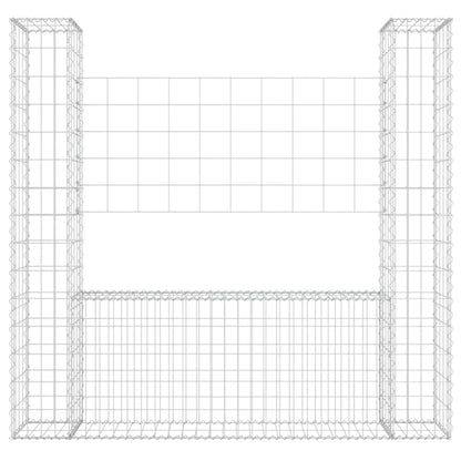 Gabbione a U con 2 Pali in Ferro 140x20x150 cm - homemem39