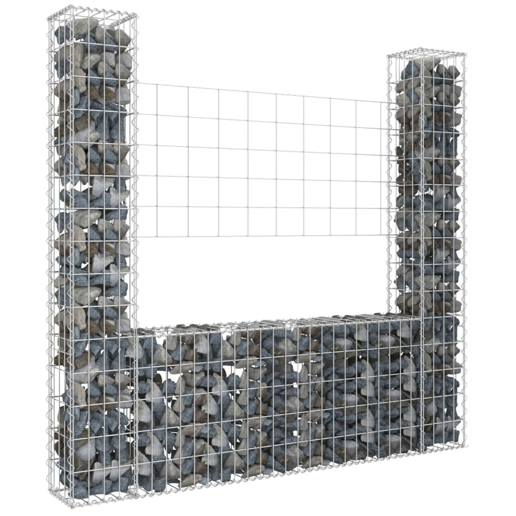 Gabbione a U con 2 Pali in Ferro 140x20x150 cm - homemem39