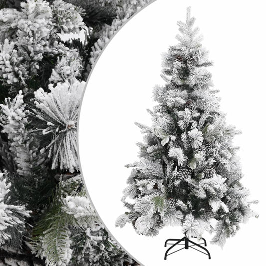 Albero di Natale con Neve Floccata e Pigne 195 cm PVC e PE - homemem39