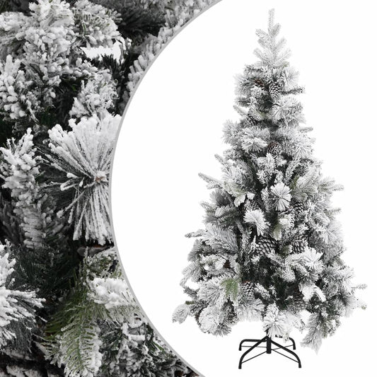 Albero di Natale con Neve Floccata e Pigne 225 cm PVC e PE - homemem39