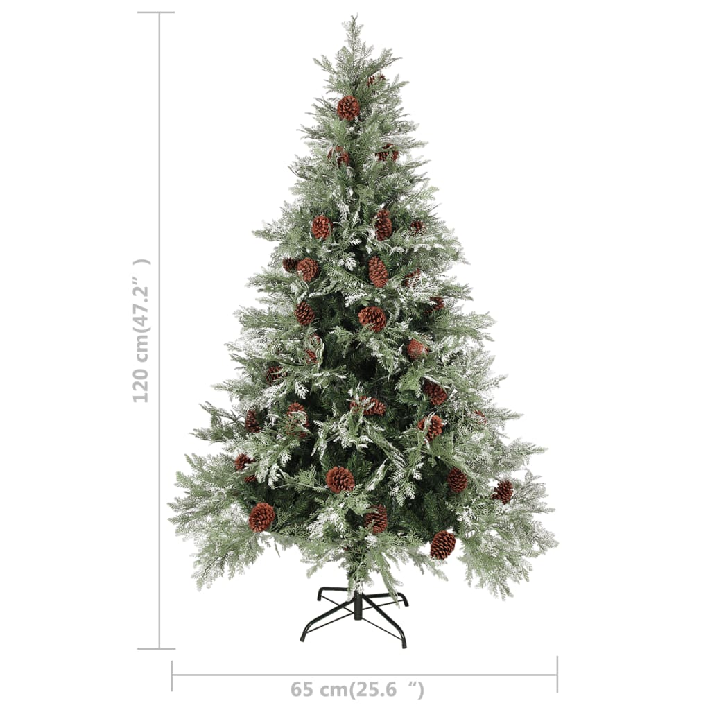 Albero di Natale con Pigne Verde e Bianco 120 cm in PVC e PE - homemem39