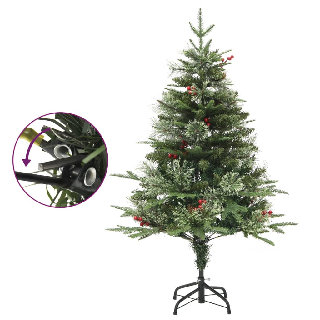 Albero di Natale Preilluminato con Pigne Verde 120 cm PVC e PE - homemem39