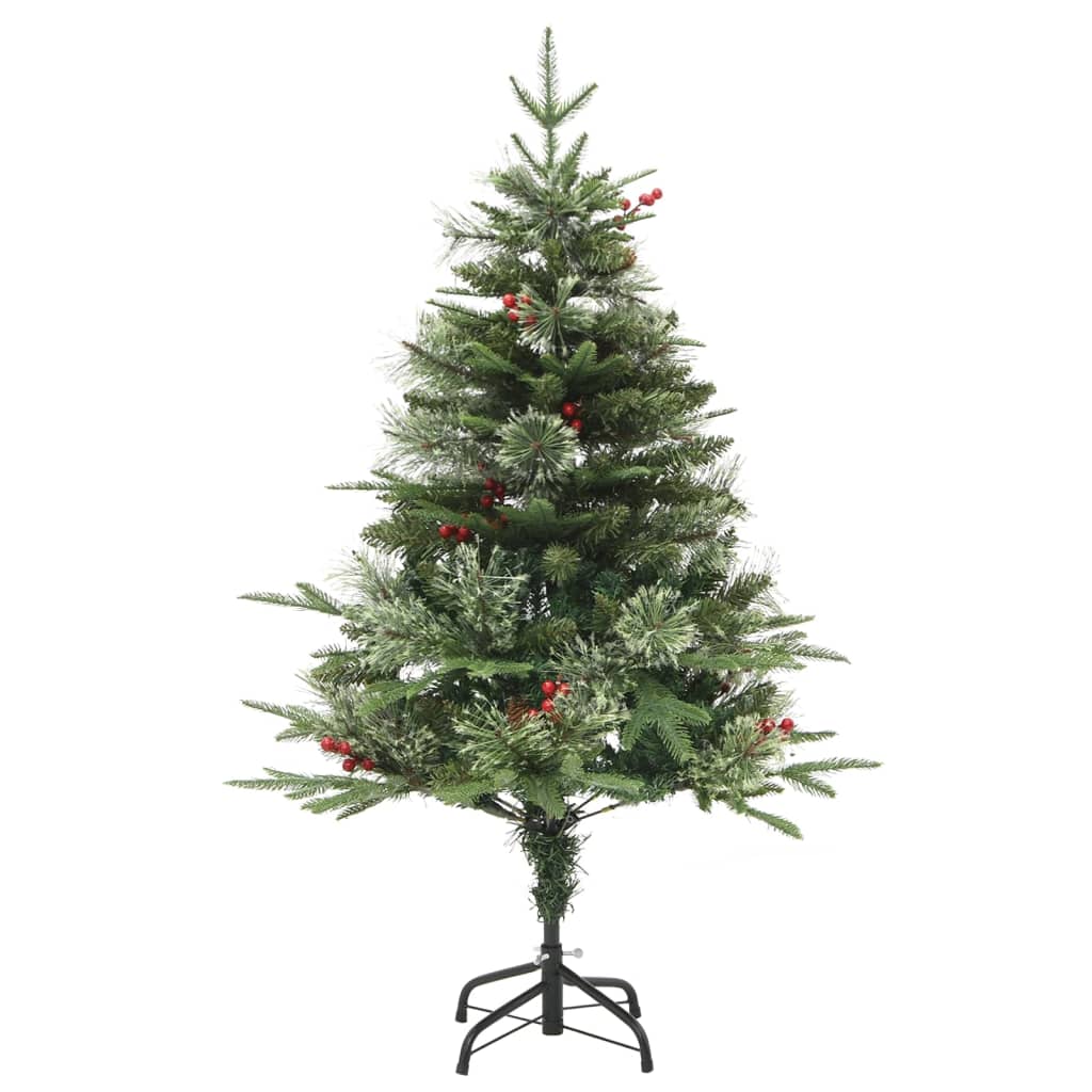 Albero di Natale Preilluminato con Pigne Verde 120 cm PVC e PE - homemem39