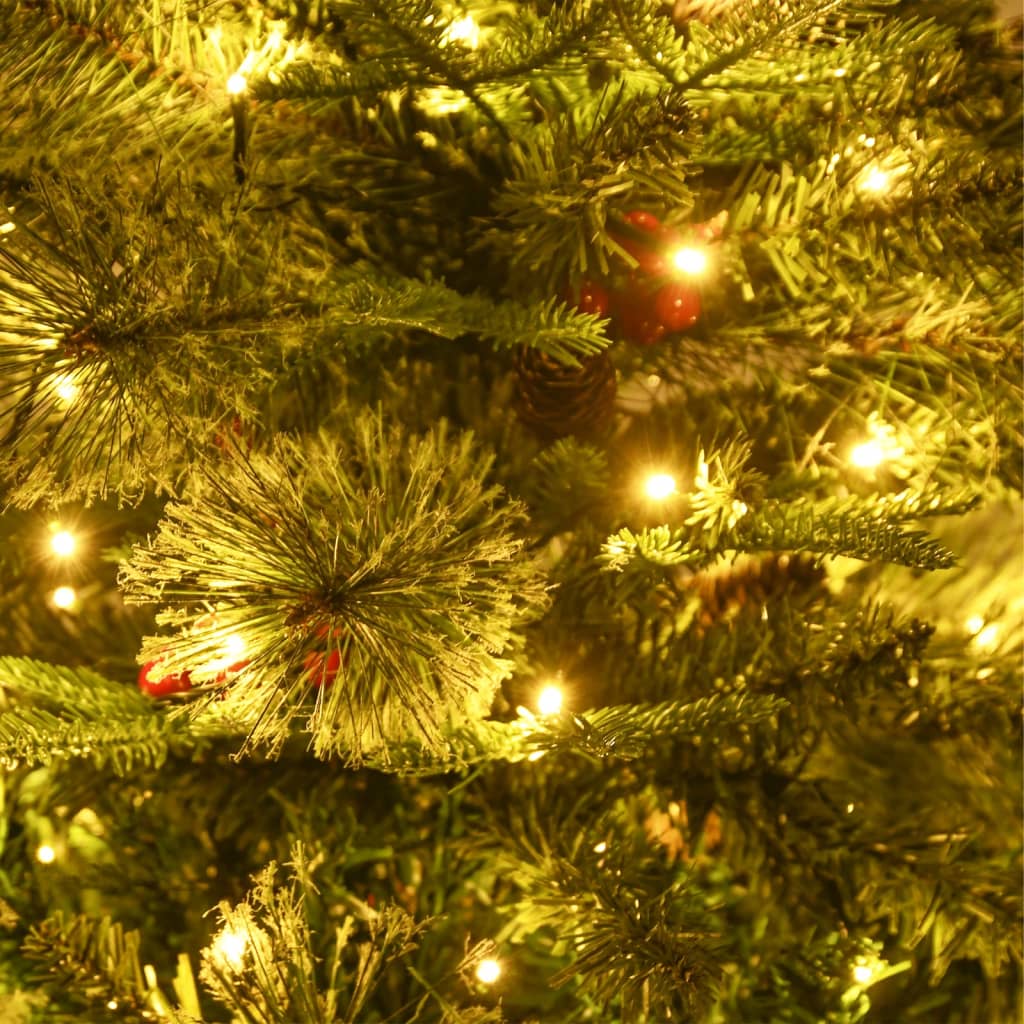 Albero di Natale Preilluminato con Pigne Verde 120 cm PVC e PE - homemem39