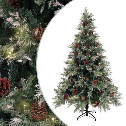 Albero di Natale con Luci e Pigne Verde e Bianco 120cm PVC e PE - homemem39